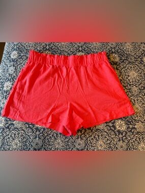 a new day Coral Elastic Waist Paper Bag linen blend shorts size XL